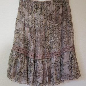 Bohemian Paisley Tiered Skirt W/ Inner Lining